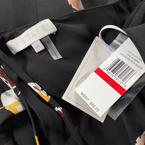 1.State BLACK Silky Floral Cold-Shoulder goddess Camisole Tank shirt *X-SMALL* - Picture 5 of 5